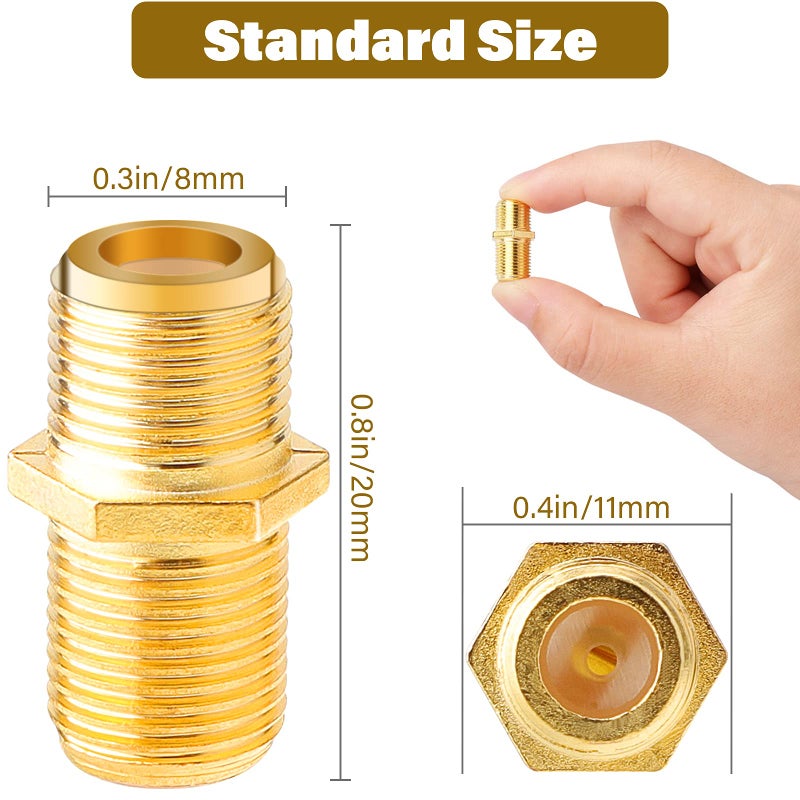 PASOW F Type RG6 Coupler Gold Plated Female to Female Barrel Coaxial Adapter (10 pcs) - Image 2